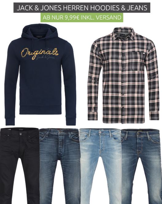 Jack & Jones Sale bei Outlet46 mit verschiedenen Jeans und Jacken – ab 9,99 Euro inkl. Versand