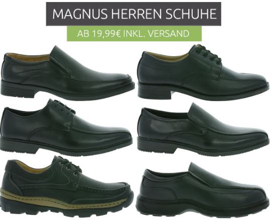 Magnus Herren-Lederschuhe verschiedene Modelle ab 19,99 Euro inkl. Versand