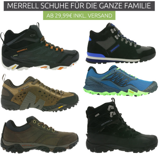 Merrell Schuh Sale mit rund 40 verschiedenen Modellen ab 19,99 Euro inkl. Versand