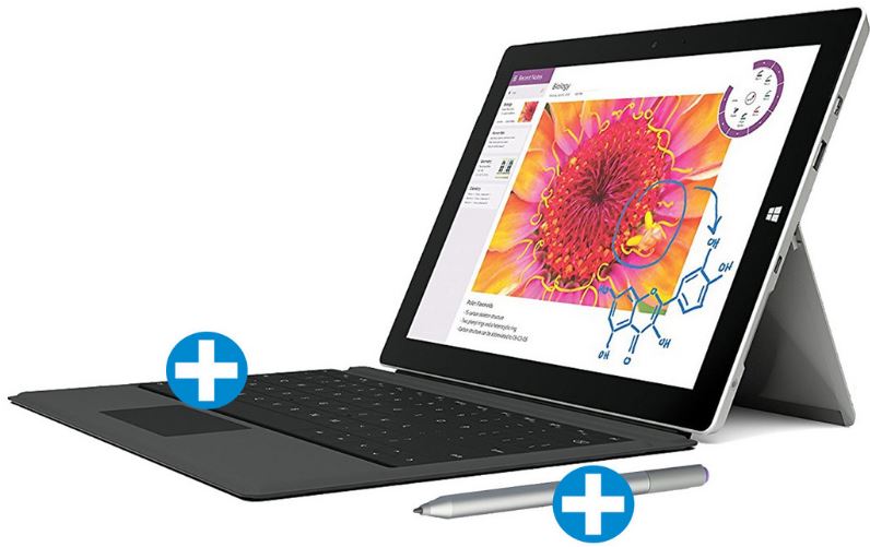 Microsoft Surface 3 (Full HD 10,8”, 64 GB, 4 GB RAM) + Cover + Stift für nur 560,95 Euro inkl. Versand