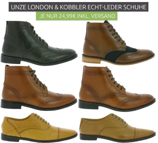 Unze London & Kobbler Echtlederschuhe für nur 24,99 Euro inkl. Versand