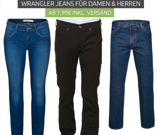 Verschiedene Wrangler Jeans für Damen & Herren schon ab 7,99 Euro inkl. Versand