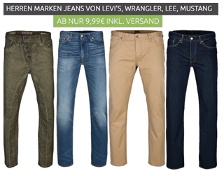 Herren Marken Jeans von Levi´s, Wrangler, Lee und viele mehr ab 4,99 Euro