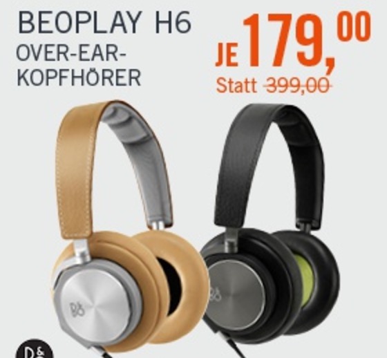 B&O PLAY BeoPlay H6 Over Ear Kopfhörer mit Headsetfunktion für nur 179,- Euro inkl. Versand