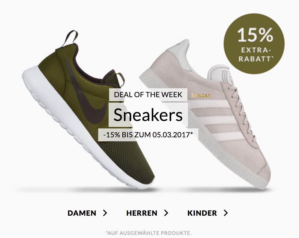 Der Engelhorn Weekly Deal: 15% Rabatt auf alle Sneaker im Fashion und Sports Shop