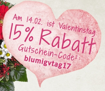 ❤ Morgen ist Valentinstag: Heute noch schnell bei Lidl-Blumen 15% Rabatt sichern!