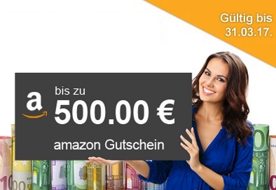 Abgelaufen! Bis zu 500,- Euro Amazon Gutscheinprämie bei Abschluss eines Onlinekredits bis 31. März 2017!