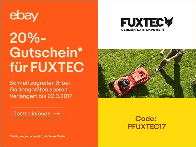 Letzter Tag! 20% Ebay Gutschein für alle Artikel im Fuxtec Shop