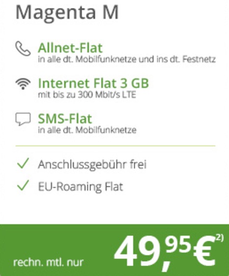 Telekom Magenta Mobil M mit 3GB Daten für mtl. 49,95 Euro + S7 Edge oder iPhone 7 für nur je 1,- Euro