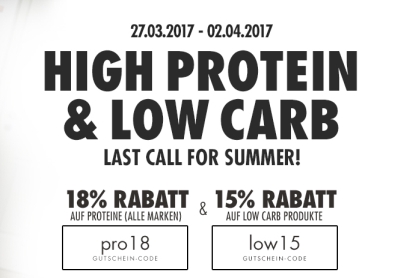18% Gutschein auf alle Proteine bei Fitmart und 15% Rabatt auf Low Carb Produkte