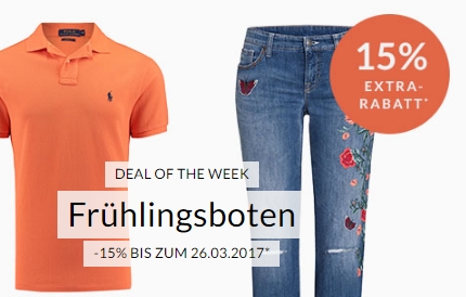 Engelhorn Weekly Deal mit 15% Extra-Rabatt auf Frühlingsmode + 5,- Euro Gutschein