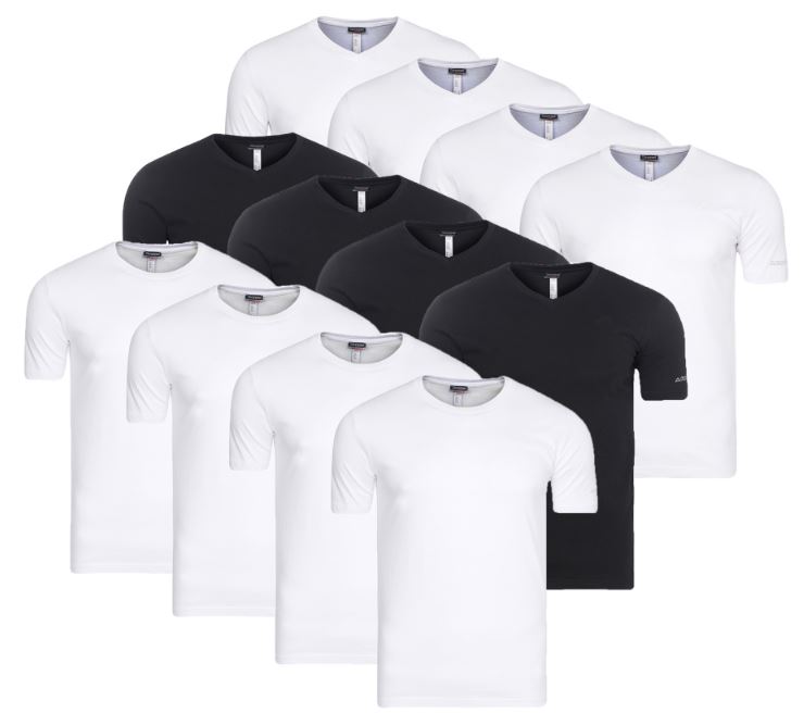 4er Pack Kappa T-Shirts (Rundhals oder V-Neck) in schwarz oder weiß je 12,99 Euro inkl. Versand