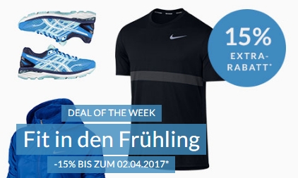 Engelhorn Sports Weeklydeal – 15% Extra-Rabatt auf Laufsportartikel + 5,- Euro Gutschein