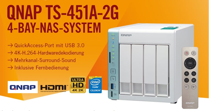 QNAP TS-451A-2G 4-Bay NAS Gehäuse für 339,- Euro