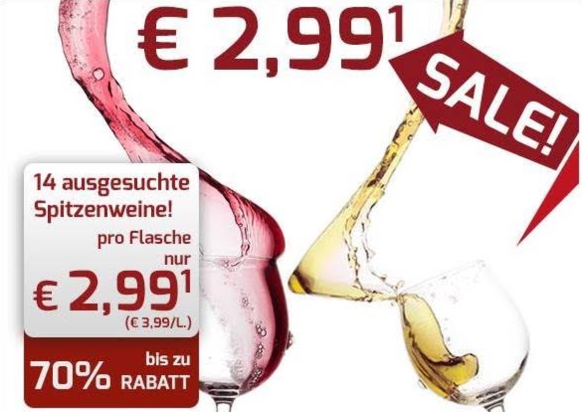 Knaller! Sonderausverkauf bei Weinvorteil mit vielen verschiedenen Weinen für nur je 2,99 Euro pro Flasche
