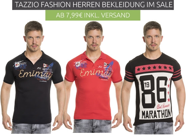 Tazzio Fashion Sale mit u.a. Shirts für 2,99 Euro und Hemden ab 7,99 Euro inkl. Versand