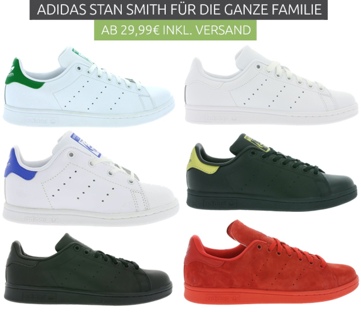 Verschiedene Adidas Originals Stan Smith Modelle ab 24,99 Euro inkl. Versand