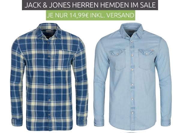 Verschiedene Jack & Jones Herren Hemden für je nur 14,99 Euro inkl. Versand