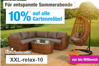 Nur noch heute: 10 % Gutschein auf alle Möbel bei GartenXXL