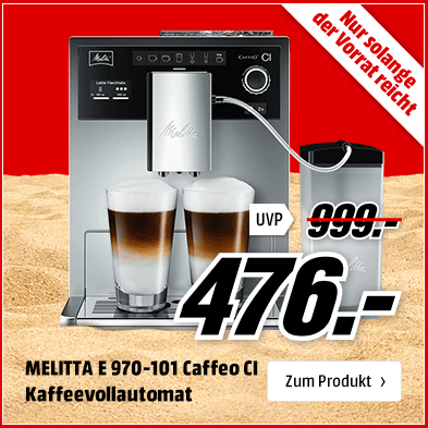 Melitta E 970-101 Caffeo CI Kaffeevollautomat (Edelstahl-Kegelmahlwerk, 1.8 Liter Wassertank) für nur 476,- Euro (Vergleichspreis: 545,- Euro)