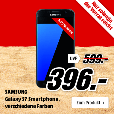 Samsung Galaxy S7 32 GB Schwarz  für nur 396,- Euro (Vergleichspreis: 425,- Euro)