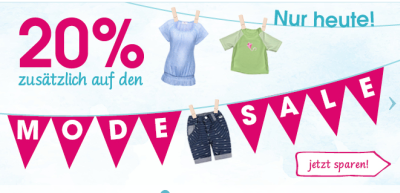 20% Rabatt auf bereits reduziert Mode bei Babymarkt.de