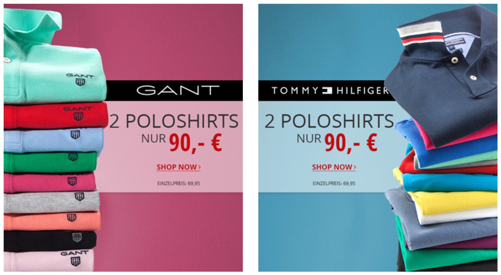 2 Gant oder Tommy Hilfiger Poloshirts für nur 80,- Euro