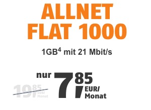 Knaller – nur heute! Klarmobil Allnet Flat im Telekomnetz mit 1GB Daten nur 7,85 Euro monatlich + dazu noch 25,- Euro Guthaben