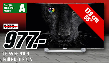 Knaller bis 9 Uhr! LG 55EG9109 55 Zoll Curved 3D OLED-TV (A) für nur 977,- Euro inkl. Versand