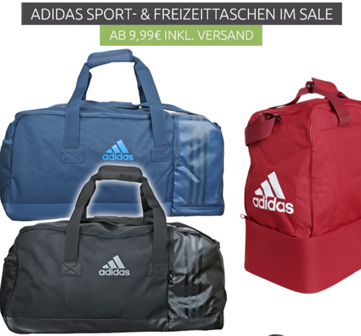 Verschiedene Adidas Sporttaschen ab 9,99 Euro inkl. Versand