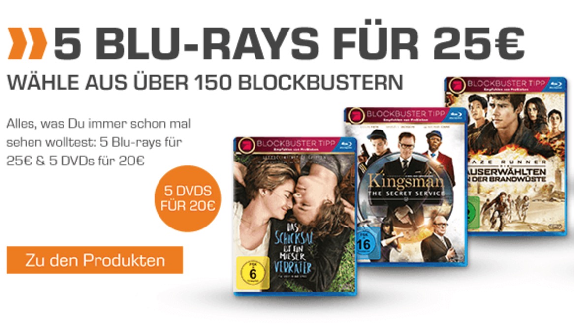 Heute neu! 5 Blu-ray Filme für nur 25,- Euro bei Saturn- über 170 Filme zur Auswahl