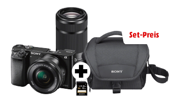 Sony Alpha 6000 inkl. Objektiven mit 16-50 mm & 55-210 mm + Tasche + 16GB SD Karte nur 649,- Euro