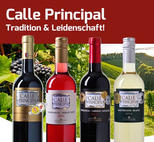 Verschiedene Sorten des beliebten Calle Principal Weins stark reduziert – schon ab 3,49 Euro pro Flasche!