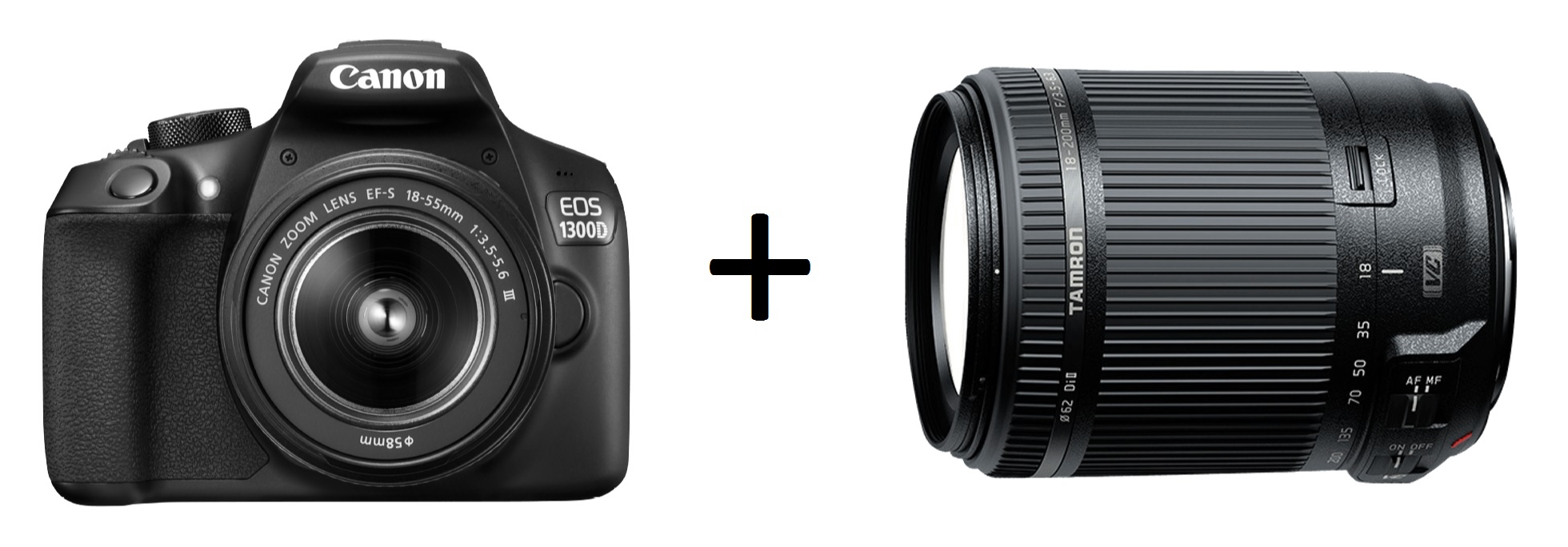 Spiegelreflexkamera Canon EOS 1300D + 18-55mm und 18-200mm Objektiv nur 444,- Euro (statt 527,- Euro) + 25,- Euro Cashback