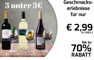Drei verschiedene Spitzenweine im 6er Karton für 22,89 Euro inkl. Versand