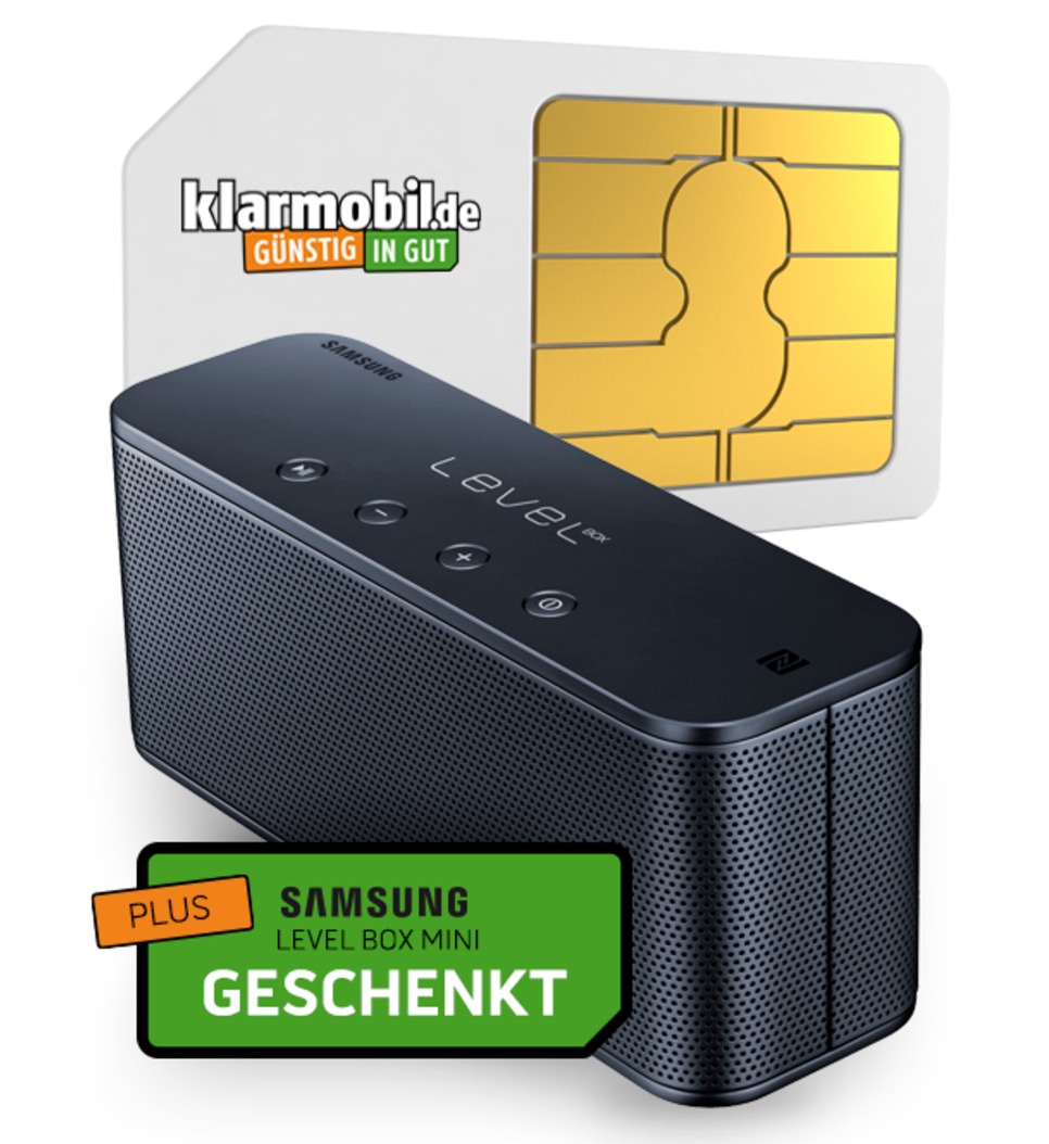 Klarmobil Smartphone Flat 1000MB nur mtl. 4,95 Euro + Samsung Level Box Mini nur 1,- Euro