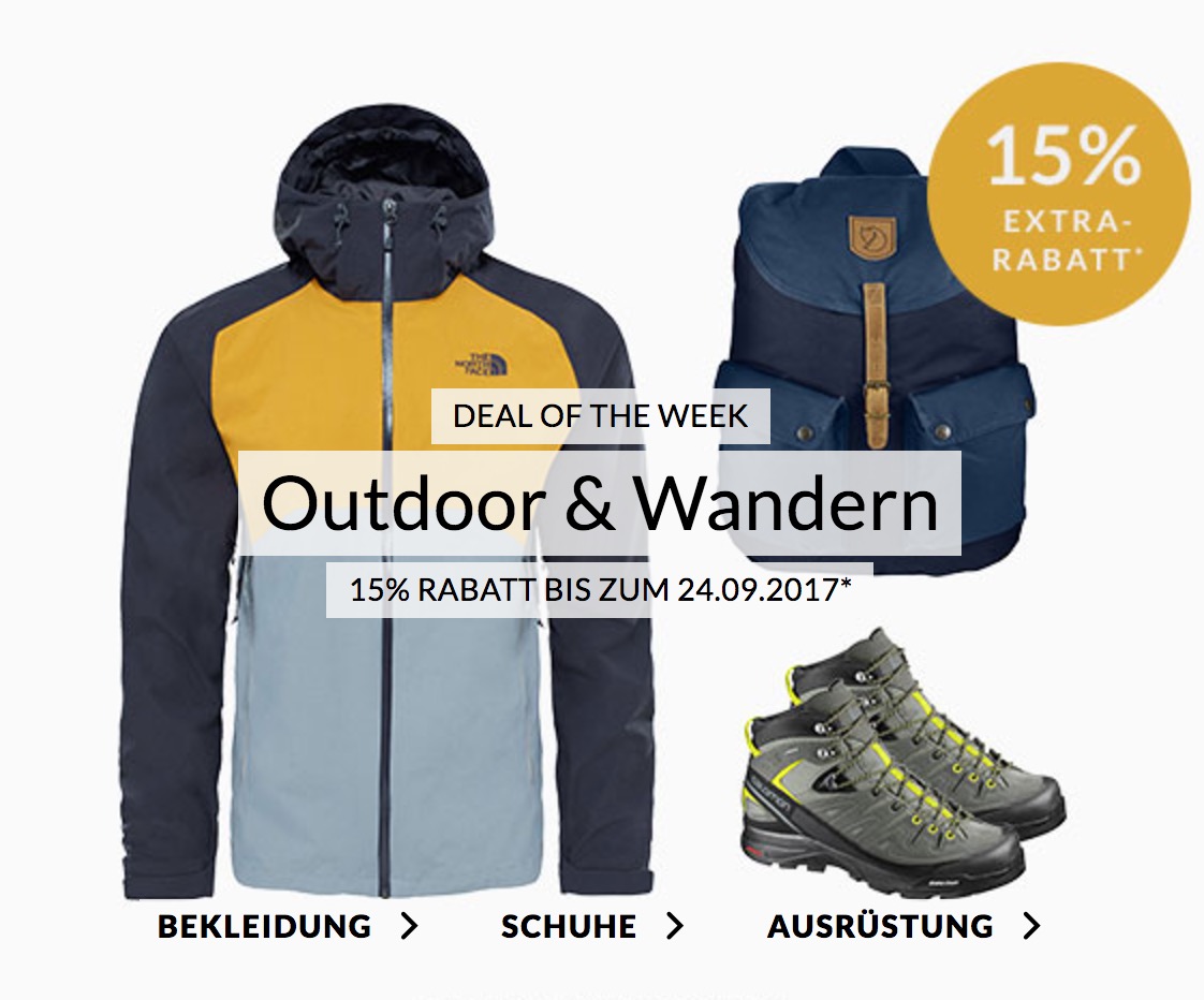 Engelhorn Sports Weekly Deal: 15% Rabatt auf Outdoorartikel & Wandermode