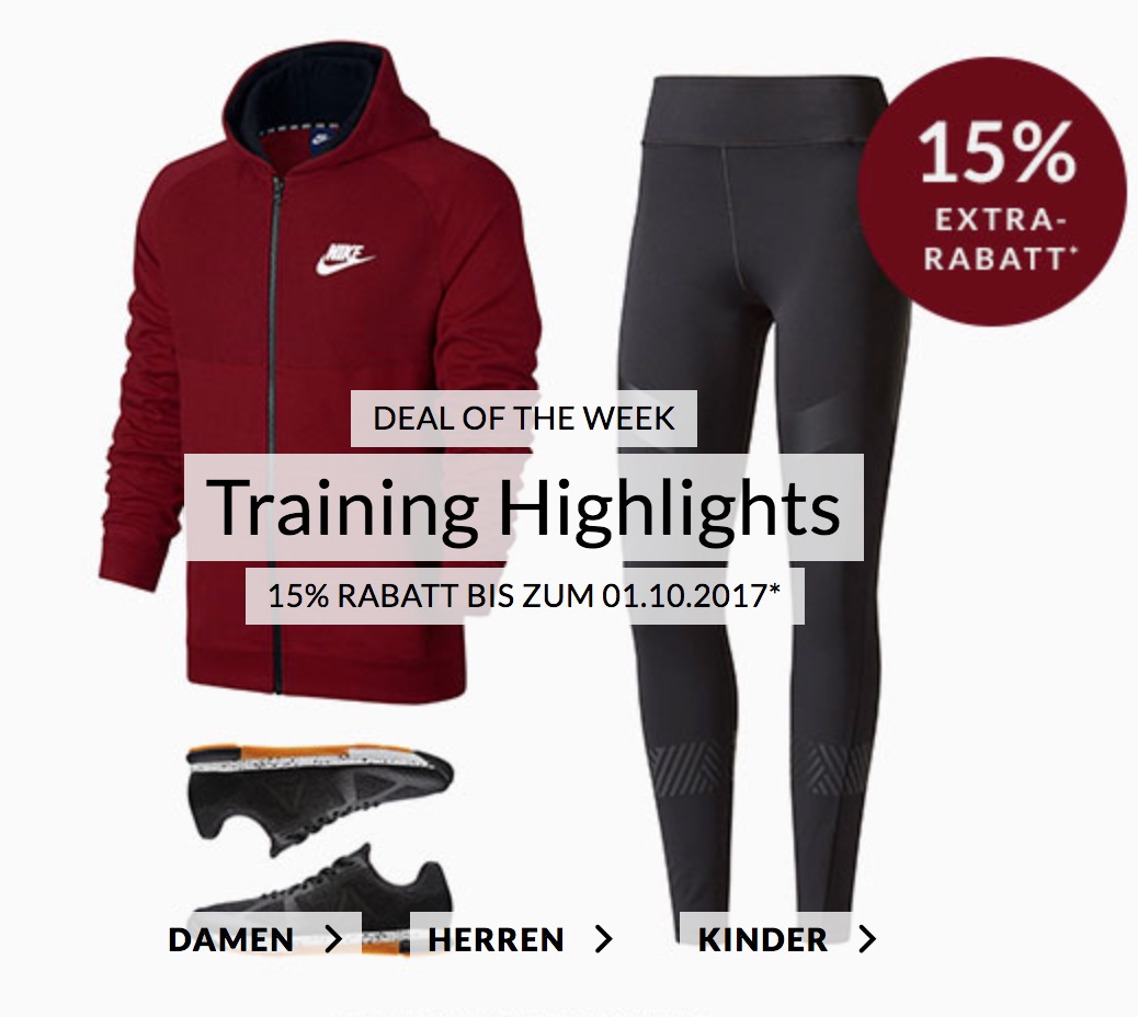 Engelhorn Sports Weekly Deal: 15% Rabatt auf ausgewählte Trainingskleidung