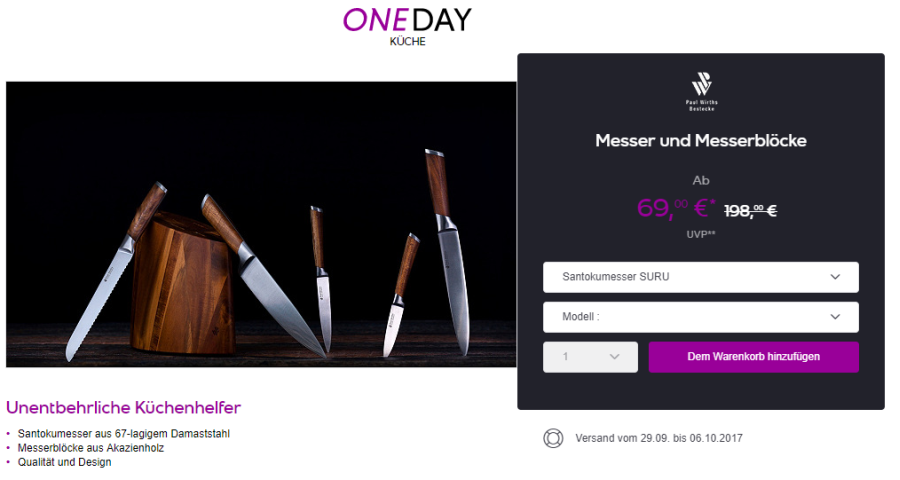 Vente Privee OneDay Deal mit Messern von Paul Wirths