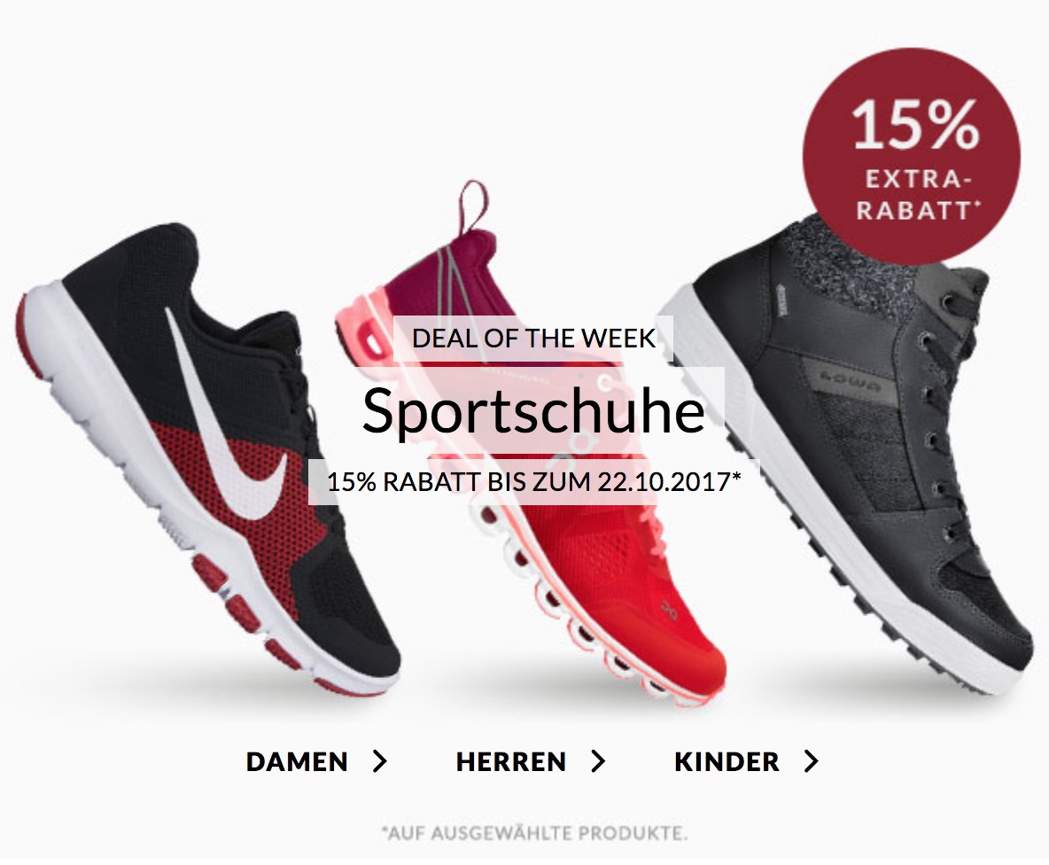 Engelhorn Sports Weekly Deal: 15% Rabatt auf Sportschuhe/Sneakers