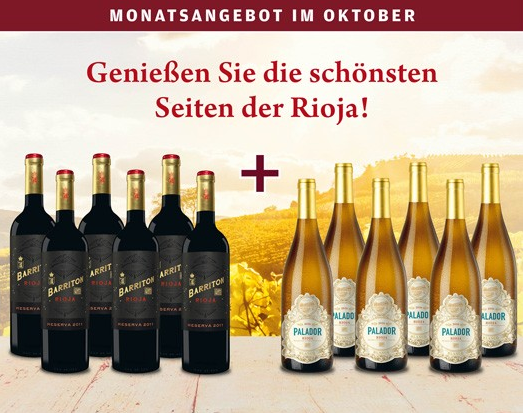 12 Flaschen Rioja-Genießer-Paket – Monatsangebot Oktober 2017 für nur 83,90 Euro inkl. Versand