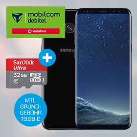 MD Vodafone Smart Surf mit 50 Freiminuten & -SMS + 2GB Daten für mtl. 19,99 Euro + Samsung Galaxy S8 + 32GB Speicherkarte für nur 1,- Euro