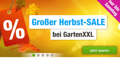 Nur heute: GartenXXL Herbst Sale mit 8% Rabatt auf Alles!