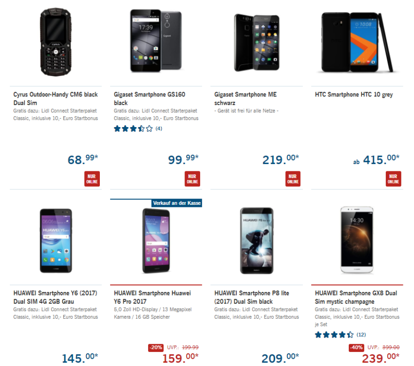 reduzierte Smartphones bei LIDL