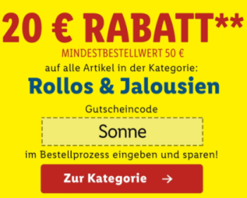 LIDL Crazy Deal: Nur heute 20% Gutscheincode auf Rollos und Jalousien