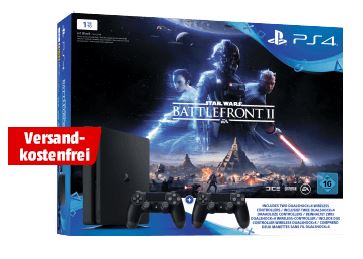 SONY PlayStation 4 Slim 1TB mit 2. Controller + Star Wars Battlefront II für nur 299,- Euro inkl. Versand