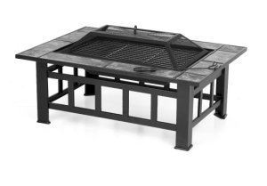 Fliesentischbesitzer werden! iKayaa Metall-Gartentisch mit Feuerstelle und Grillrost  nur 57,52 Euro