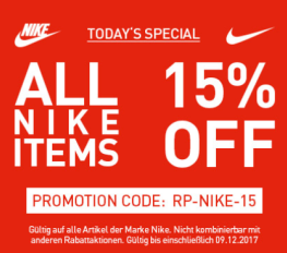15% Rabatt auf Nike