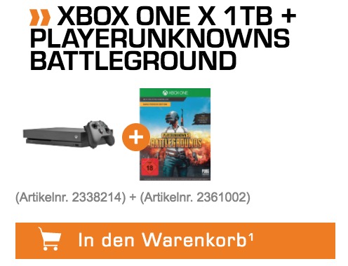 Microsoft Xbox One X 1TB inkl. Playerunknowns Battleground für nur 449,- Euro inkl. Versand