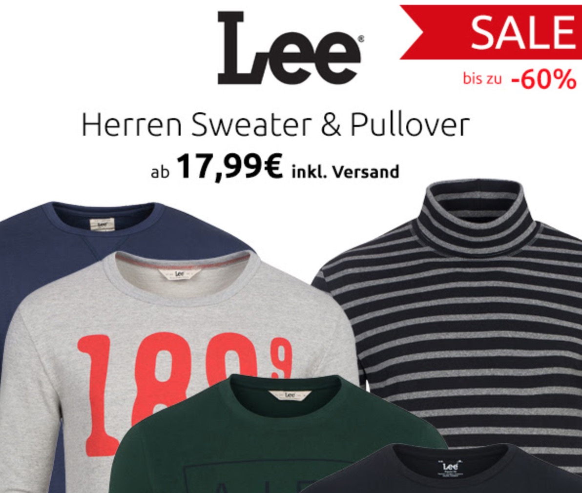 Verschiedene Lee Sweater & Pullover für nur 17,99 Euro